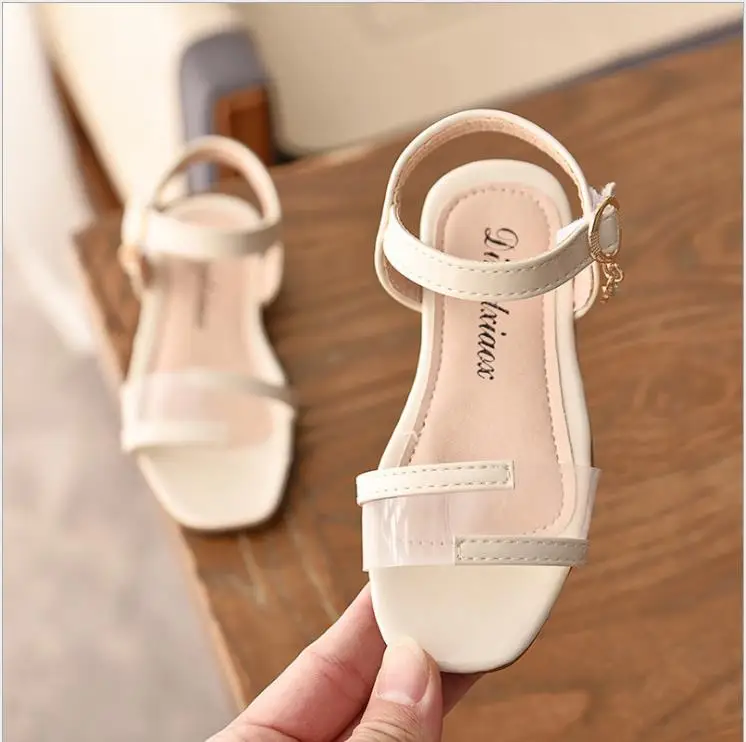 

Kids Sandals 2019 Pink Beige Pure Summer Girls Sandal Open-Toe Princess Shoes Anti-Slip Baby Sandal Toddler Summer Shoes ER21-35
