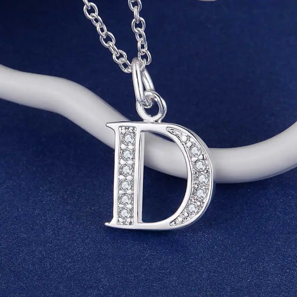 

Letter D bling zirconsilver plated Necklace Silver Pendant Jewelry /RNAFIHTD QGLCNNWS