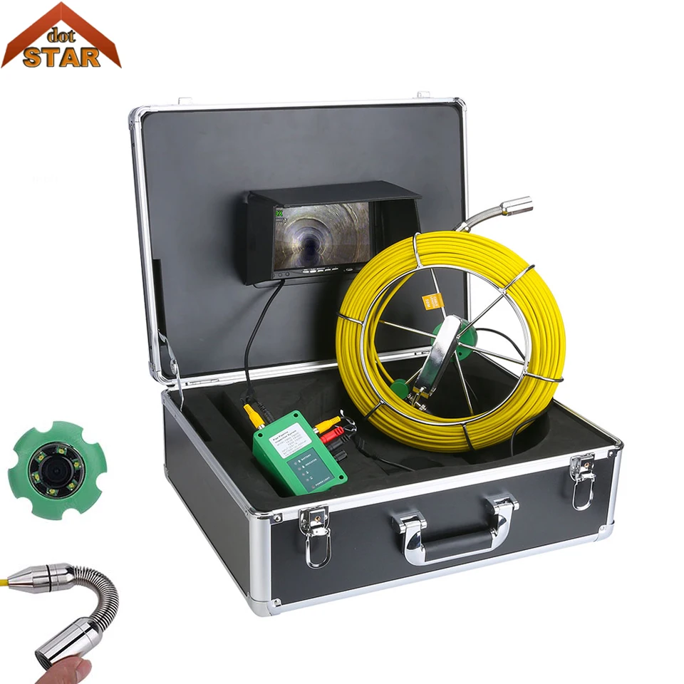 

Pipe Inspection Video Camera IP68 Waterproof Drain Pipe Sewer Inspection Camera System 7"LCD 1000 TVL Camera with 6W LED Lights