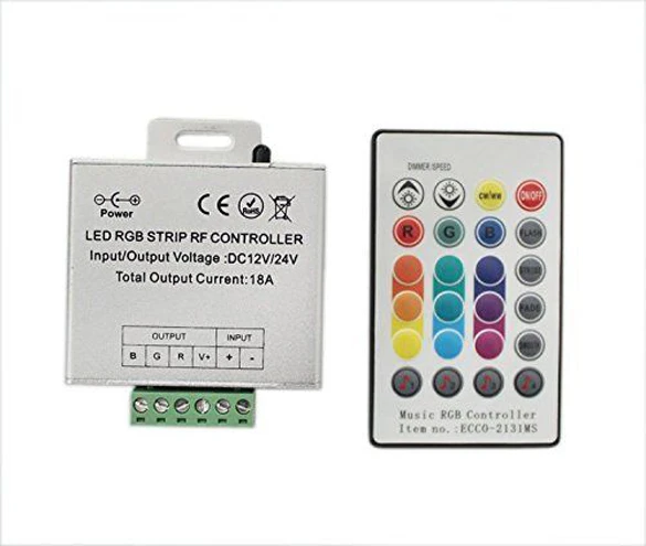 216 Вт DC12 24V музыкальный звук светодиодный контроллер с 3 каналами 18A 20key ИК пульт