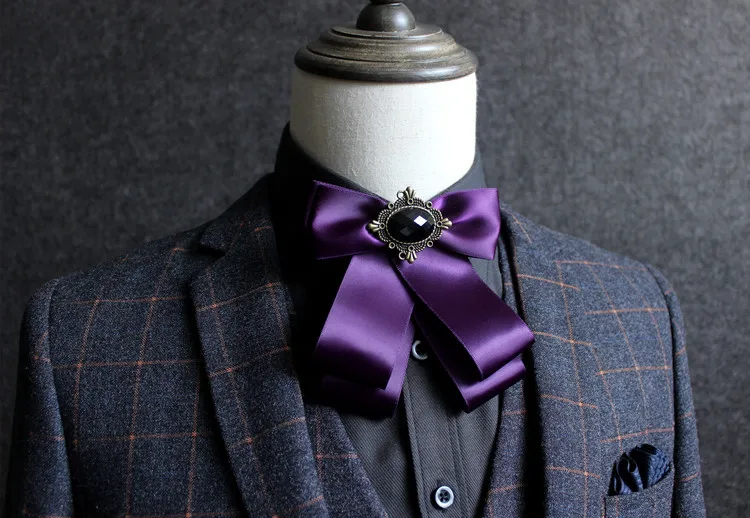 Для мужчин Бизнес Свадебный костюм вырезом рубашка с воротником ленты галстук-бабочка новый роскошный галстук горного хрусталя сплава