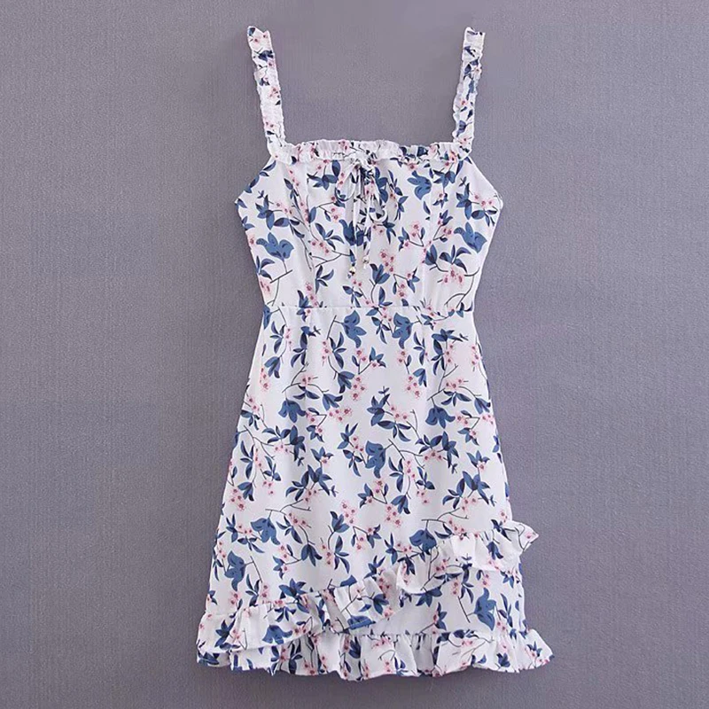 Women's Clothing Dress 2019 Vacation Style Blue Fungus Hanging Strap Dress Ms Summer Street Sexy Leisure Temperament Clothing