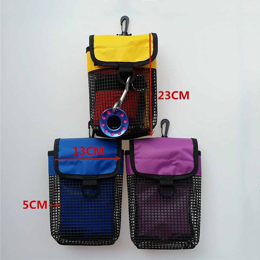 23 x 13 x 5 cm PVC+ Mesh+Nylon Scuba Diving Reel & SMB Safety Marker Buoy Gear Storage Mesh Gear Bag With D Ring