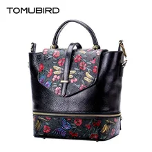 TOMUBIRD nouvelle Peinture en relief en cuir de vache de Qualité Supérieure célèbre marque femmes sac de mode véritable sacs à main en cuir Fourre-Tout sac Seau