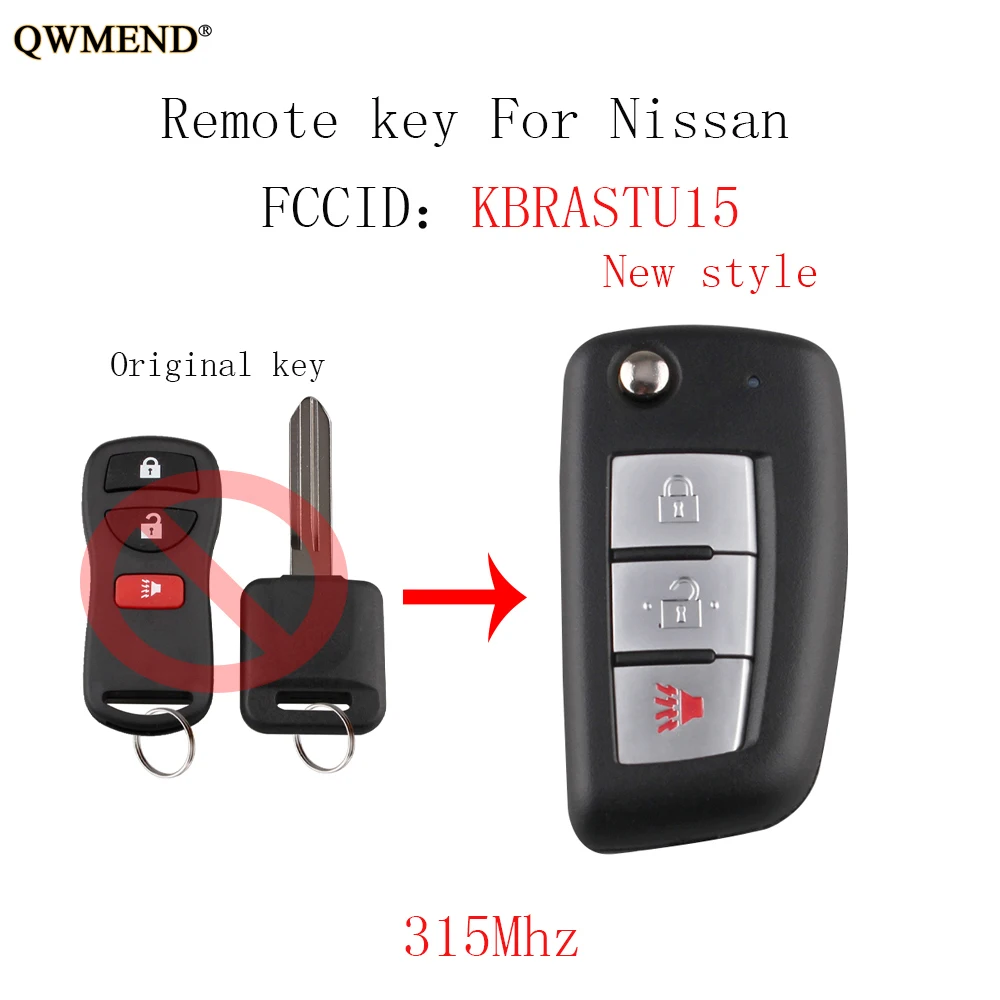 QWMEND 3BT New Style Car Remote key For Nissan Versa 2007 2013 For