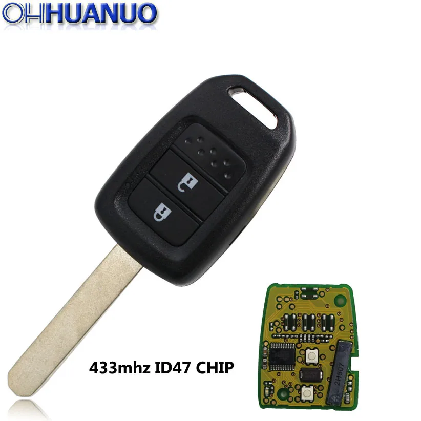 

2 Button 433mhz ID47 CHIP Remote Car Key for Honda NEW Fit XRV wisdom With Uncut Blank Blade (HON66)
