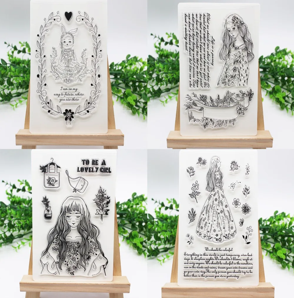 

Long Hair Girl Clear Transparent Stamps Background Stamps For Scrapbooking photo album Craft Card Album Decorative clear stamp