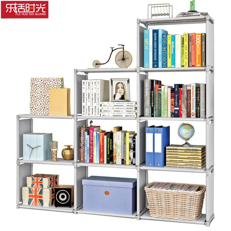 

Multi-layer Book Storage Lattice steel pipe nonwoven Bookshelf Simple Assembly can be removed living room shelf Home Decoration
