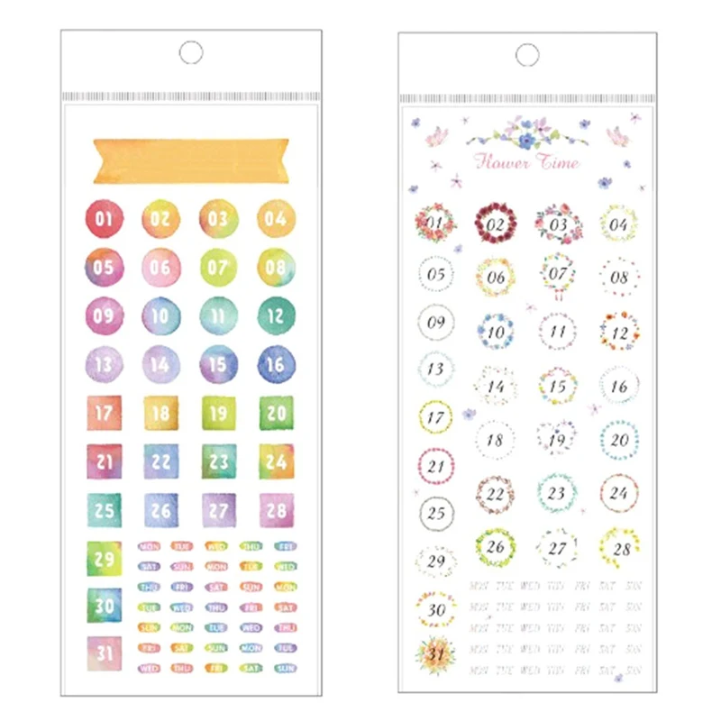 

1pc Flower Time Date Number Sticker Stationary Sticky Note School Kids Gift Scrapbooking Notebook Decoration