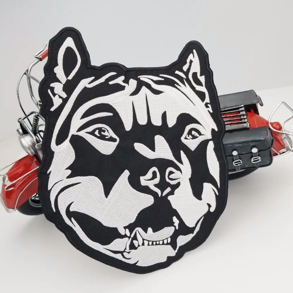Dog shape free shipping cool design clothing applicaties accessory biker vest iron-on embroidered patch  (3)