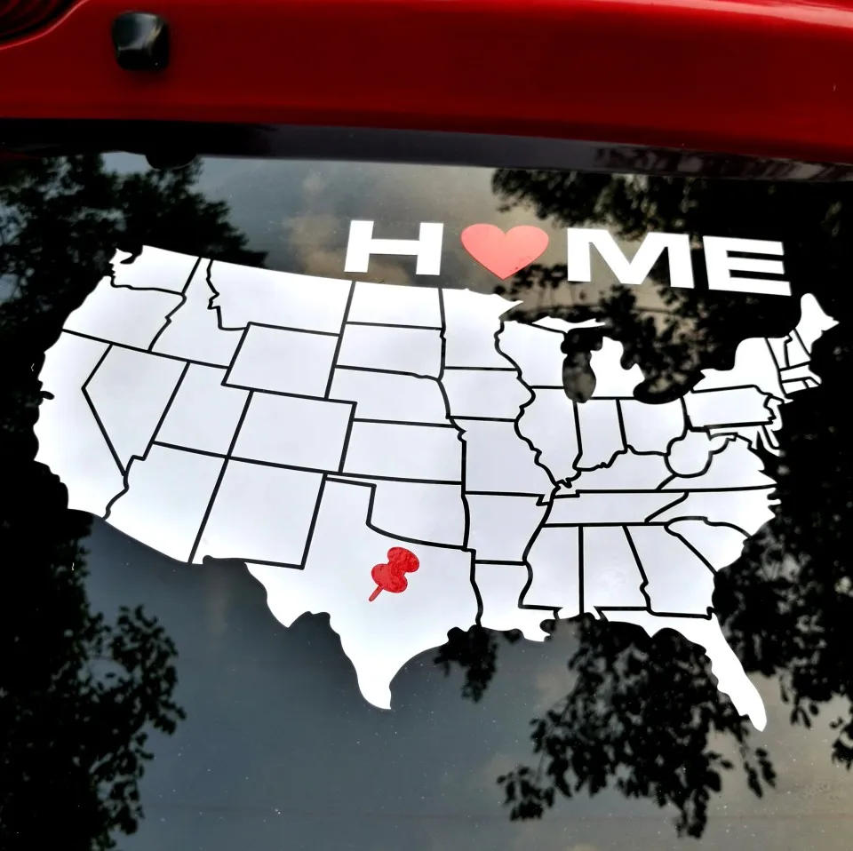 

USA MAP HOME Vinyl Stickers on Car Creative Pin On American Map Decal Car Accessories For Ford Chevrolet Toyota Dodge SUV Pickup
