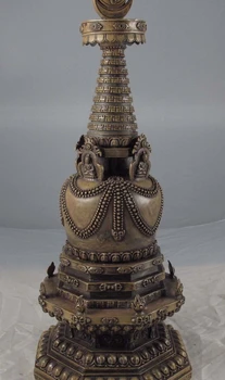 

Tibet Fane Old Copper Bronze Buddhist Sakyamuni Relic dagoba Tower Stupa Pagoda