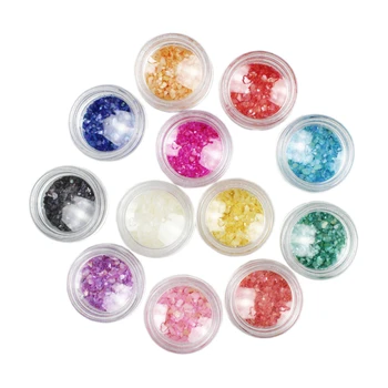 

New 12 box/Set Mixed Color Irregular Shape Nature Shells Chunky Glitter Sticker Nails Art Manicure Sequins Decal DIY Decorations