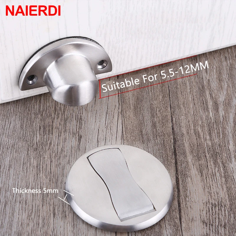Door Stopper Magnetic Door Stopper NAIERDI Magnetic Door Stopper 304 Stainless Steel Magnet Door Stops Holder Hidden Catch Floor Doorstop Toilet Furniture Hardware