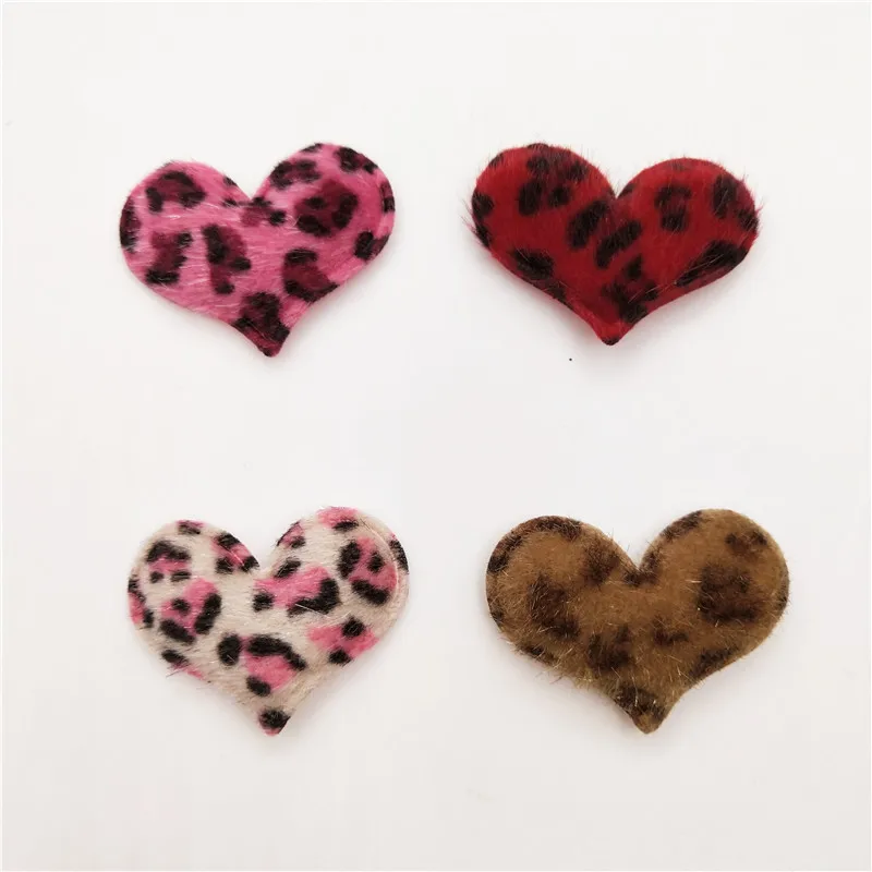 

60pcs/lot 3.8*3cm furry Heart Padded Appliques for Children Headwear Hair clip Accessories and Garment Accessories