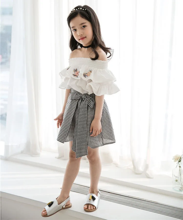 Teen Children Skirts Summer 2019 Korean Fashion Little Kids Girls Skirt With Bow High Waist Toddler Girl Plaid School Clothes  12.jpg