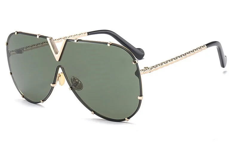 HBK негабаритных Италия модные солнцезащитные очки женские солнцезащитные очки металлические женские поляризационные солнцезащитные очки с градиентом рамы розовый серый коричневый прозрачный весна лето мода - Цвет линз: C2 Green
