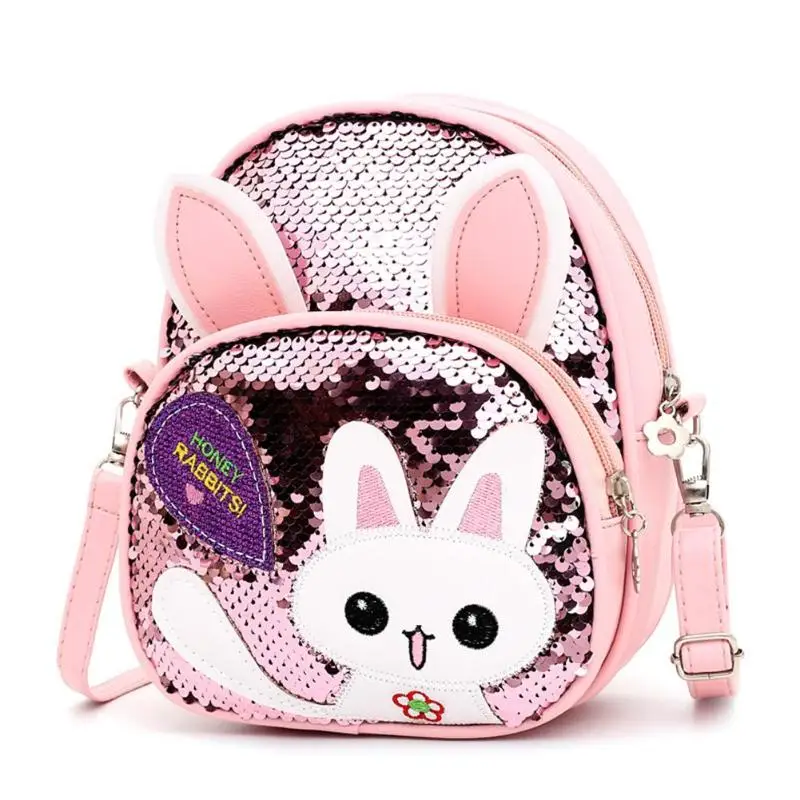 

Cute Rabbit Ear Sequins Backpack Girls Kids School PU Leather Knapsack Kawaii Children Bag Bolsas Mochila Sac A Main Rucksack