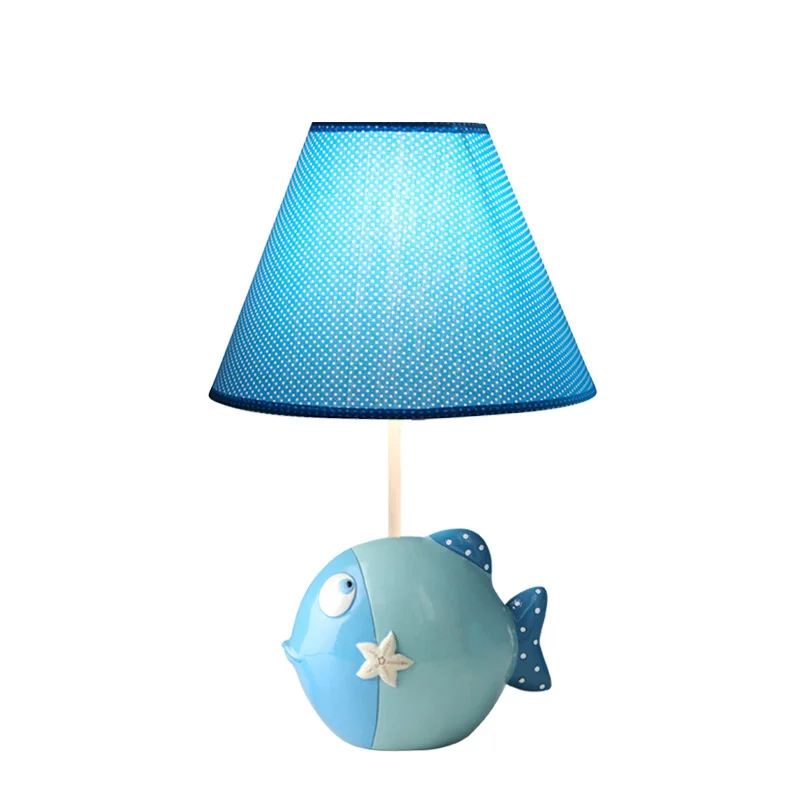 

Children Bedroom LED Table Lamp Fish Resin Fabric E27 Table Light Boy Girl Birthday Gift Room Decoration Lamp Luminaire Fixtures