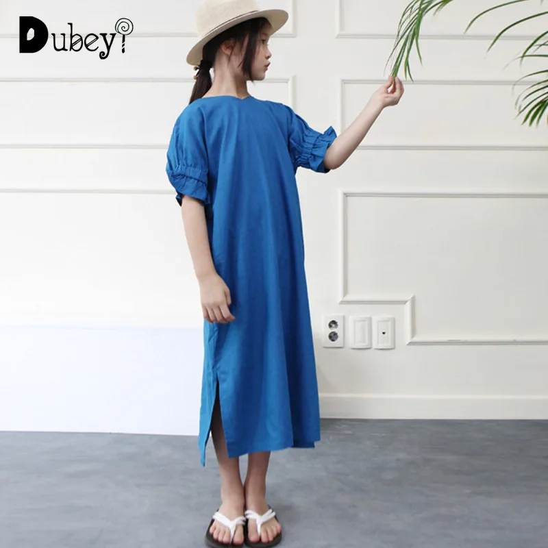 

4-12 Years Girls Loose Plaid Maxi Dress Elegant Summer Backless Long Frocks Clothes Girl Holiday Party Dress