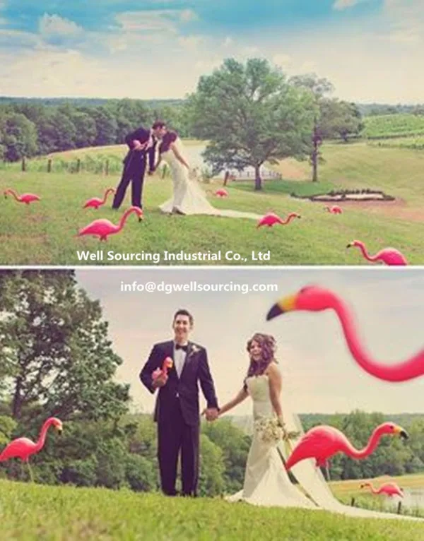 Plastic pink flamingo lawn ornament (4)