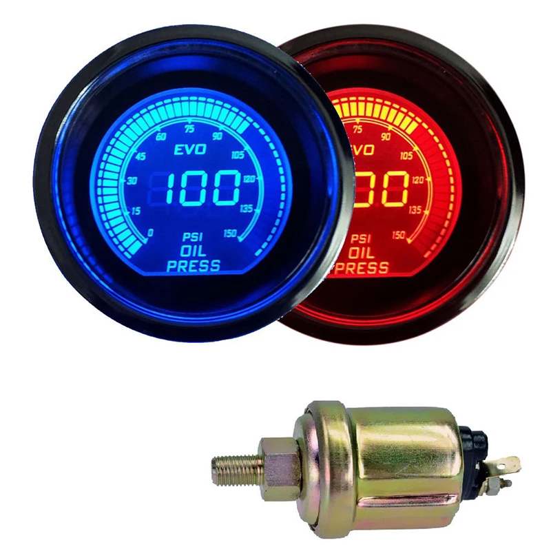 New 2 Inch 52mm Car Auto Engine Oil Pressure Gauge Car Oil Pressure Meter Dual Color Blue Red