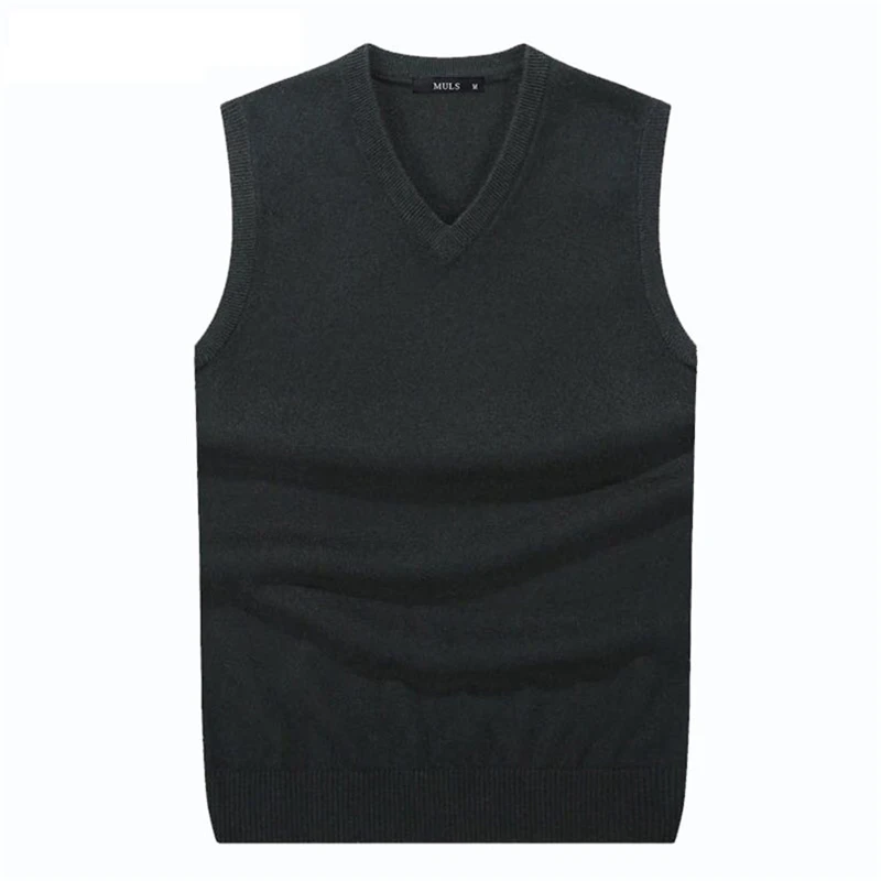 S-6XL Men Sleeveless Sweater Vest Male Autumn Spring Cotton Knitted Solid Vest Sweater Man Business V Neck Top Slim Sweaters Boy 5
