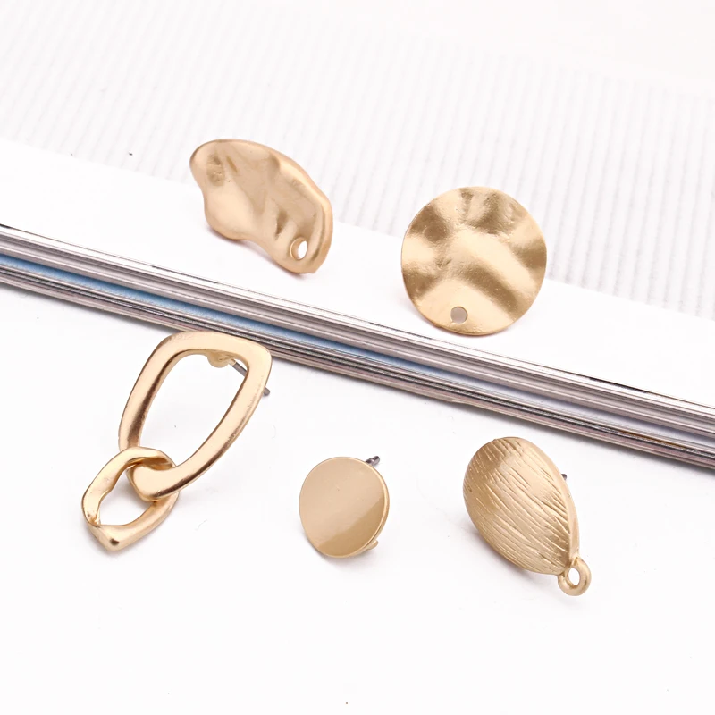 

6pcs Irregular Matte Gold Round Earrings Findings Eardrop Charms Jewelry Making Diy Dangle Earring Pin Needles Accessories C185