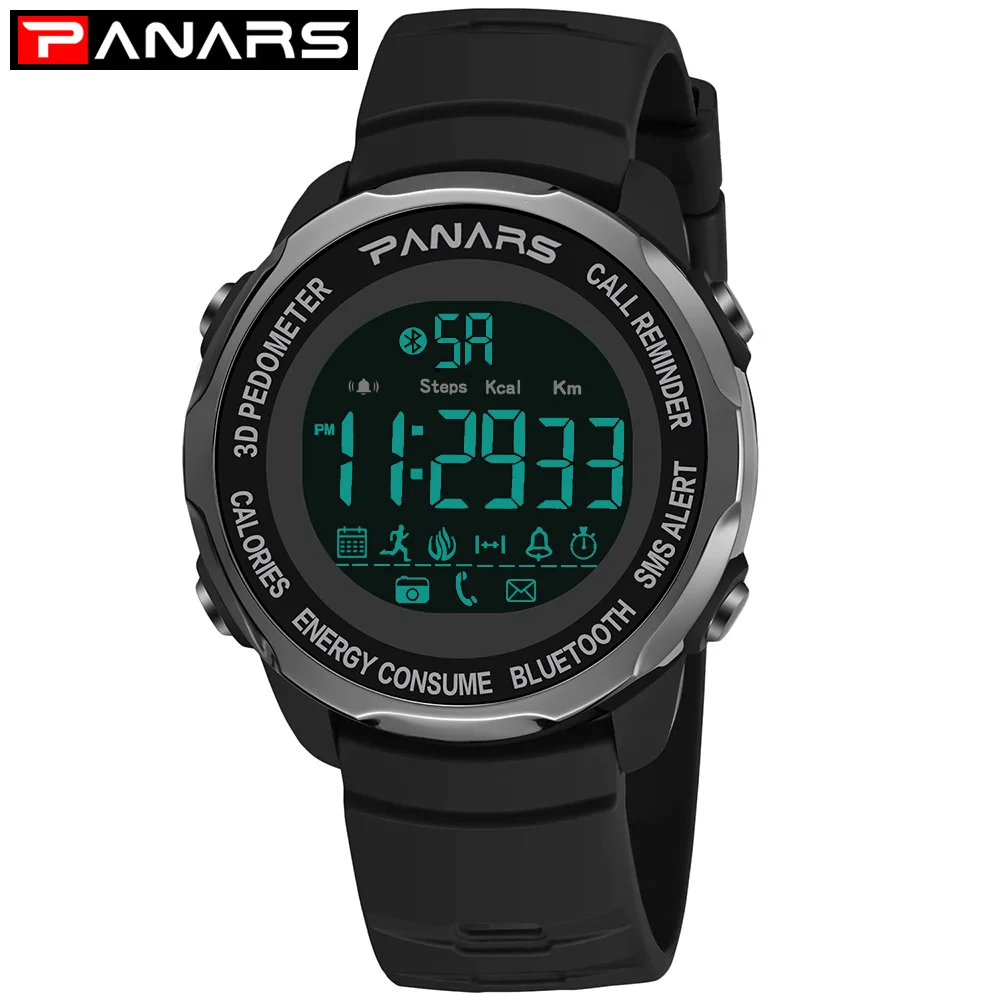 

PANARS Smart Sport Watch for Men 3D Pedometer Wrist Watch Mens Diving Water Resistant Watches Alarm Clock 8115