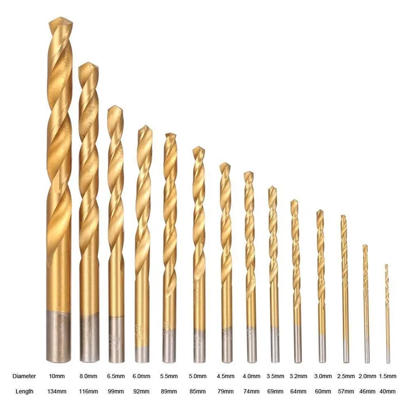 99 шт. 1,5 мм-10 мм титановый HSS сверла с покрытием из нержавеющей стали HSS высокоскоростной набор сверл для Электрическая дрель