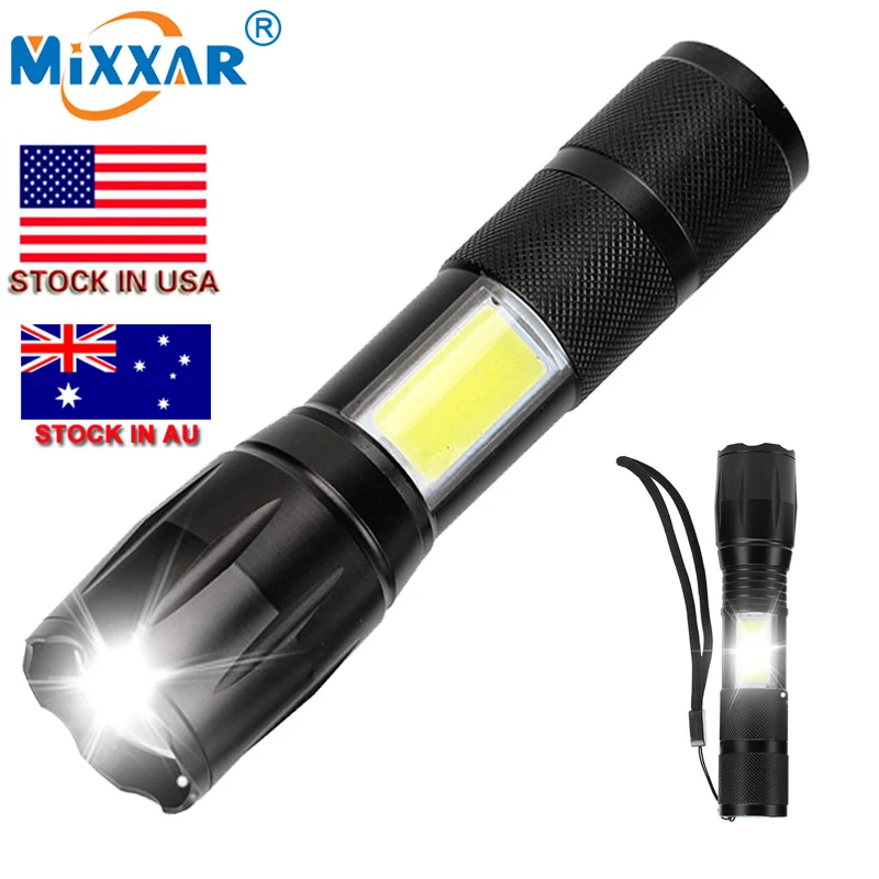 

zk10 Portable T6 COB 9500LM LED Flashlight Zoomable dropshipping Work Torch Light Lamp Lantern for 18650 Rechargeable Battery