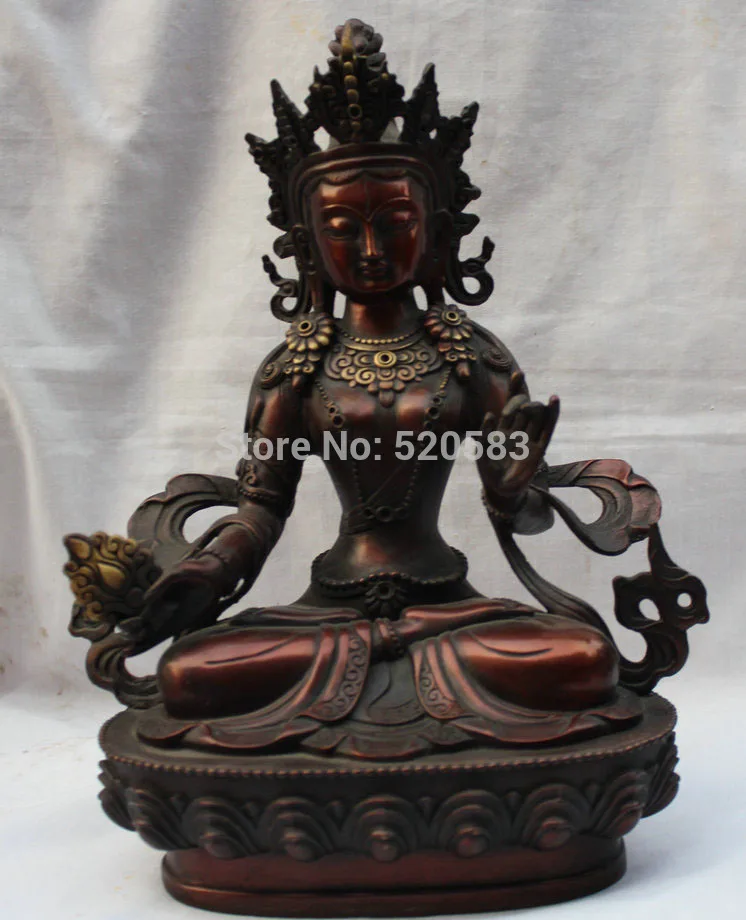 

12" Temple Tibetan Buddhism Bronze Sitting Ksitigarbha Buddha Goddess statue