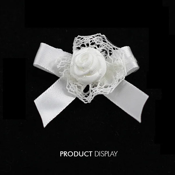 

Lace White Bow Knot Flower Satin Ribbon Appliques Embellishment for Headband Cloth Wedding Dress Sewing Accessories 200pc/XSP20