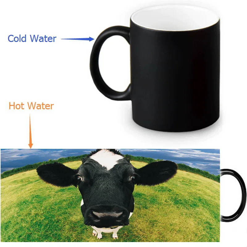 

Cow Heat Sensitive Coffee Mugs Cold Hot Changing Color Morph Mugs 350ml/12oz