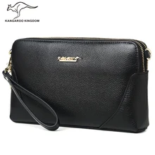 Canguro Unido Marca Famosa Mujeres Bolsa de Embrague de Cuero Genuino Bolsos de Las Señoras Pequeña Bolsa de Mensajero Del Hombro