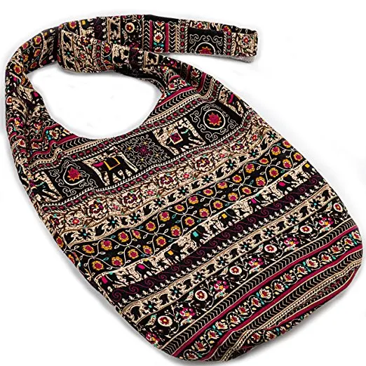 Hippie Crossbody Bag Thai Top Zip Hobo Sling Bag Handmade Hipster Messenger Bag (11)