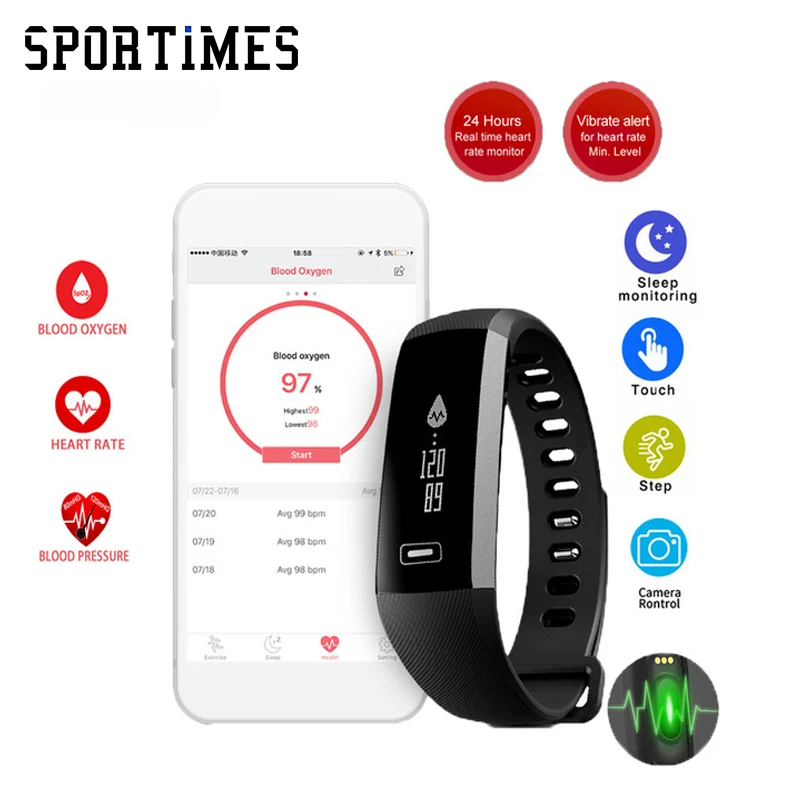 SPORTIMES R5PRO Smart запястье Heartrate крови Давление кислорода спортивные часы браслет