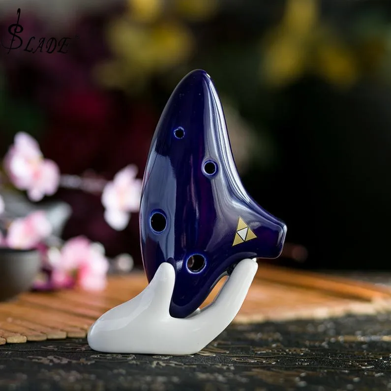 

beautiful 6 Holes Ocarina Ceramic Alto ToneC Flute Blue Instrument