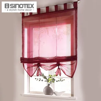 

Roman Curtain Floral Printing Sheer Window Curtain For Kitchen Living Room Voile Screening Panel 1 Pcs/Lot With Plastic Tubes