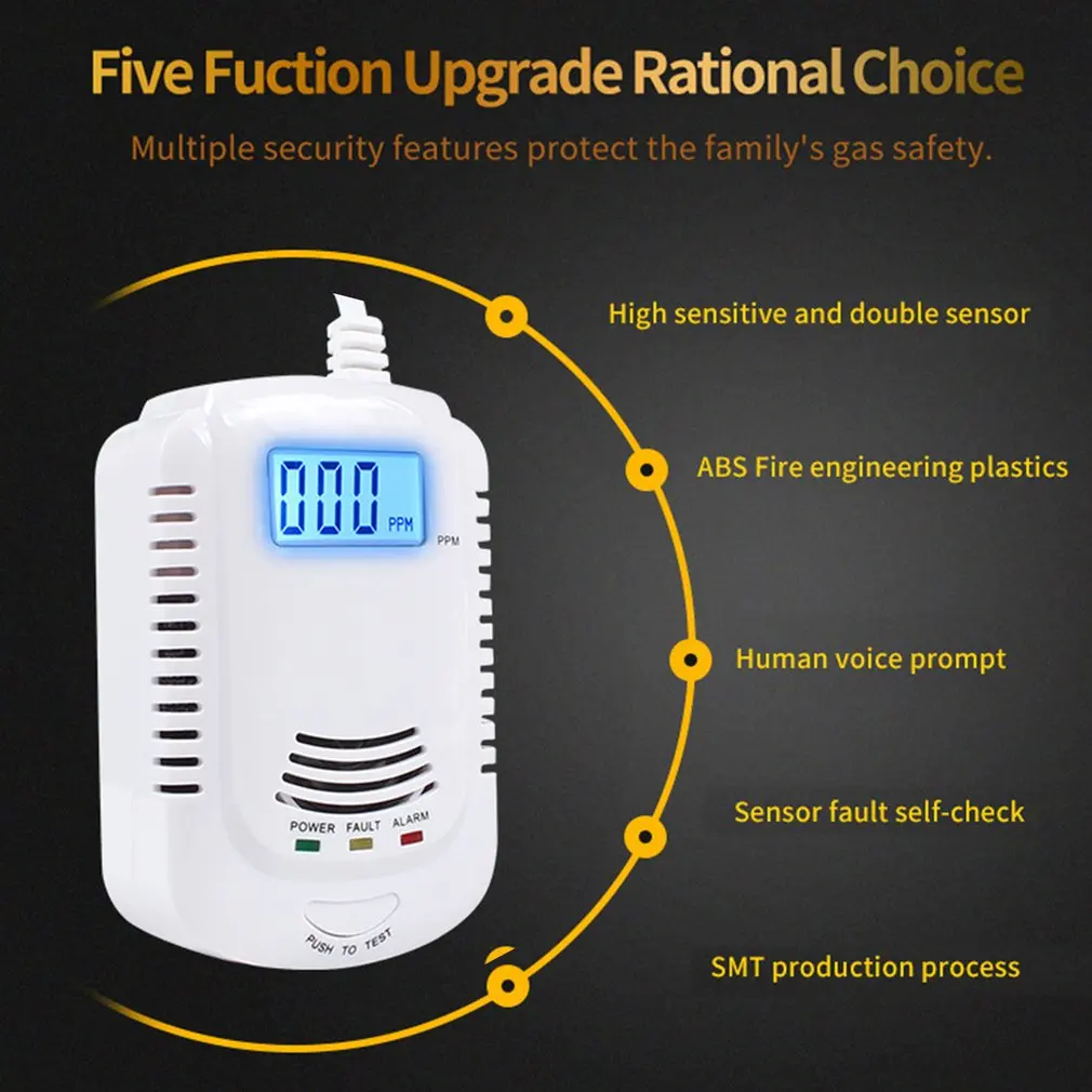 2 в 1 умный голосовой газ CO сигнализация бытовой детектор утечки сенсор кухня охранная сигнализация