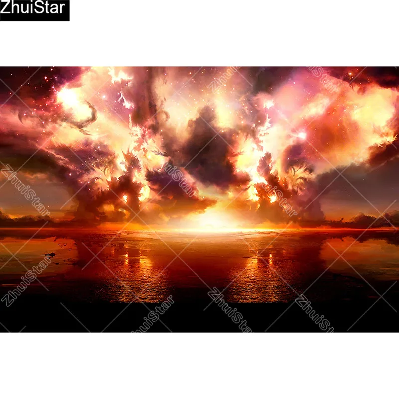 Full Square/5D DIY Diamond Painting Red cloud Embroidery ... Full Square5D DIY Diamond Painting Red cloud Embroidery