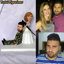 Статуэтки Turui ooak свадебный торт Топпер охота на заказ Полимерная глина кукла миниатюрная статуя из вашей фотографии