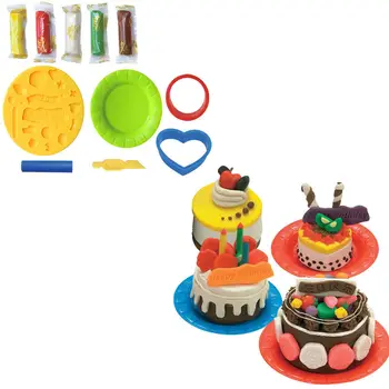 

3D parent-child interactive toys color plasticine playdough clay suit cake set mold DIY intelligent toy