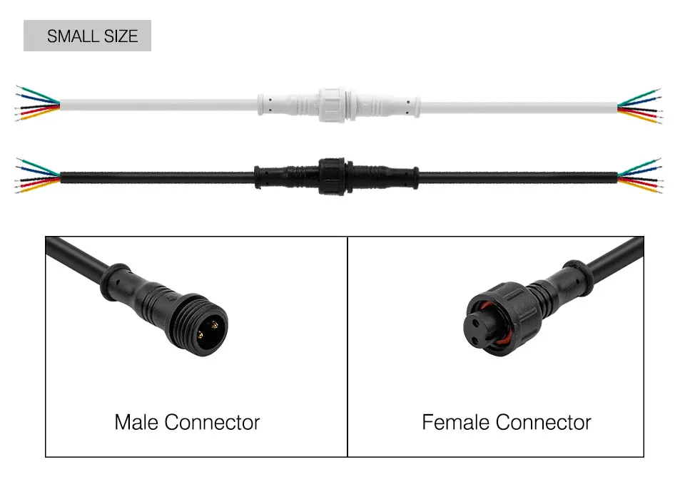 2pin/3pin/4pin/5pin/DC Светодиодные ленты Водонепроницаемый разъем светильник Удлинительный кабель черный/белый провод мужского и женского пола 40/60/100/200/300 см