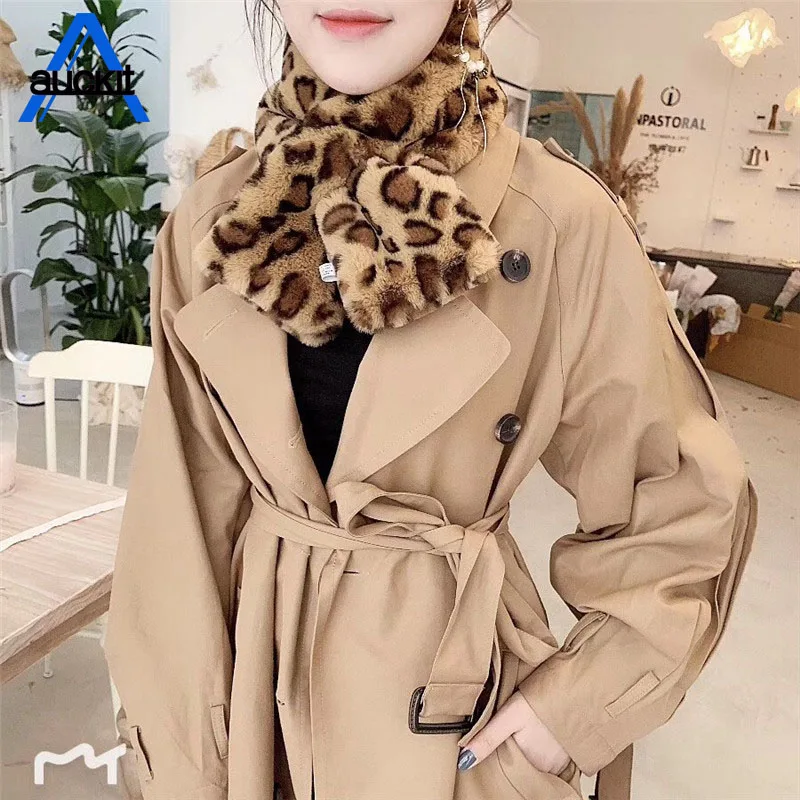 2018 Новый леопардовый шарф имитация кроличьей шерсти женский модный дикий шарф крест толстый теплый плюшевый модный брендовый шарф с