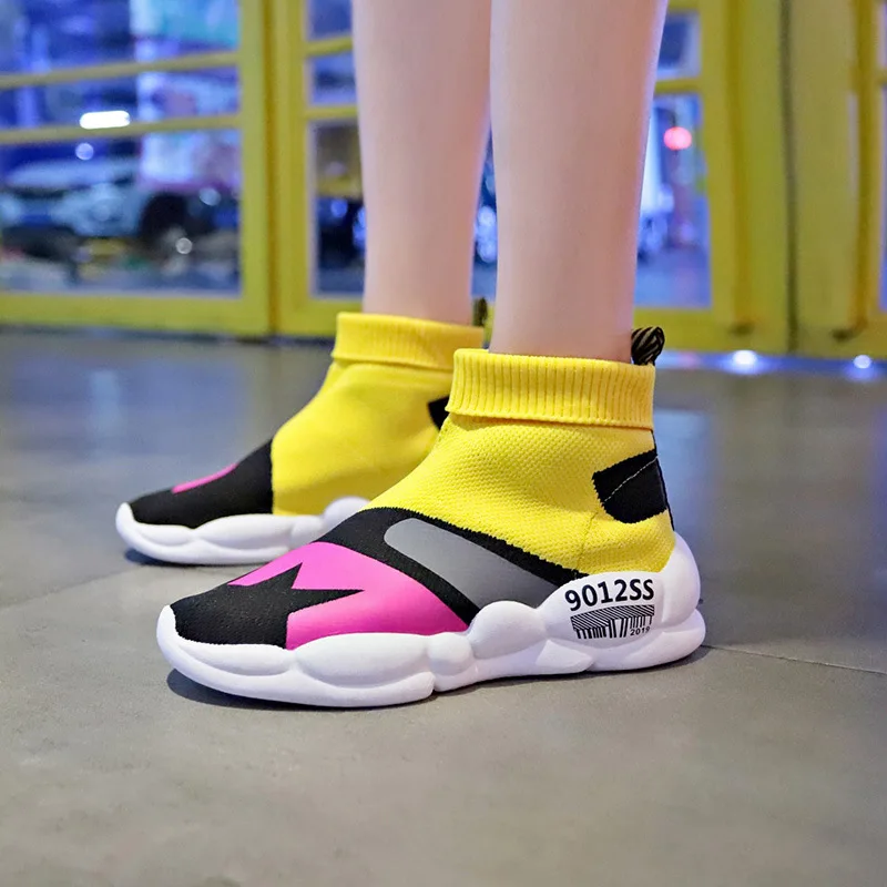 

Women High Top Socks Sneakers Women Breathable Sport Soft Barefoot Shoes Knitted Athletic Boots Running shoes M2-46