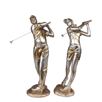 

53-54CM Sport Figure Statue Playing Golf Art Figurines Resin Craft European Home Decoration Accessories For Living Room R1489