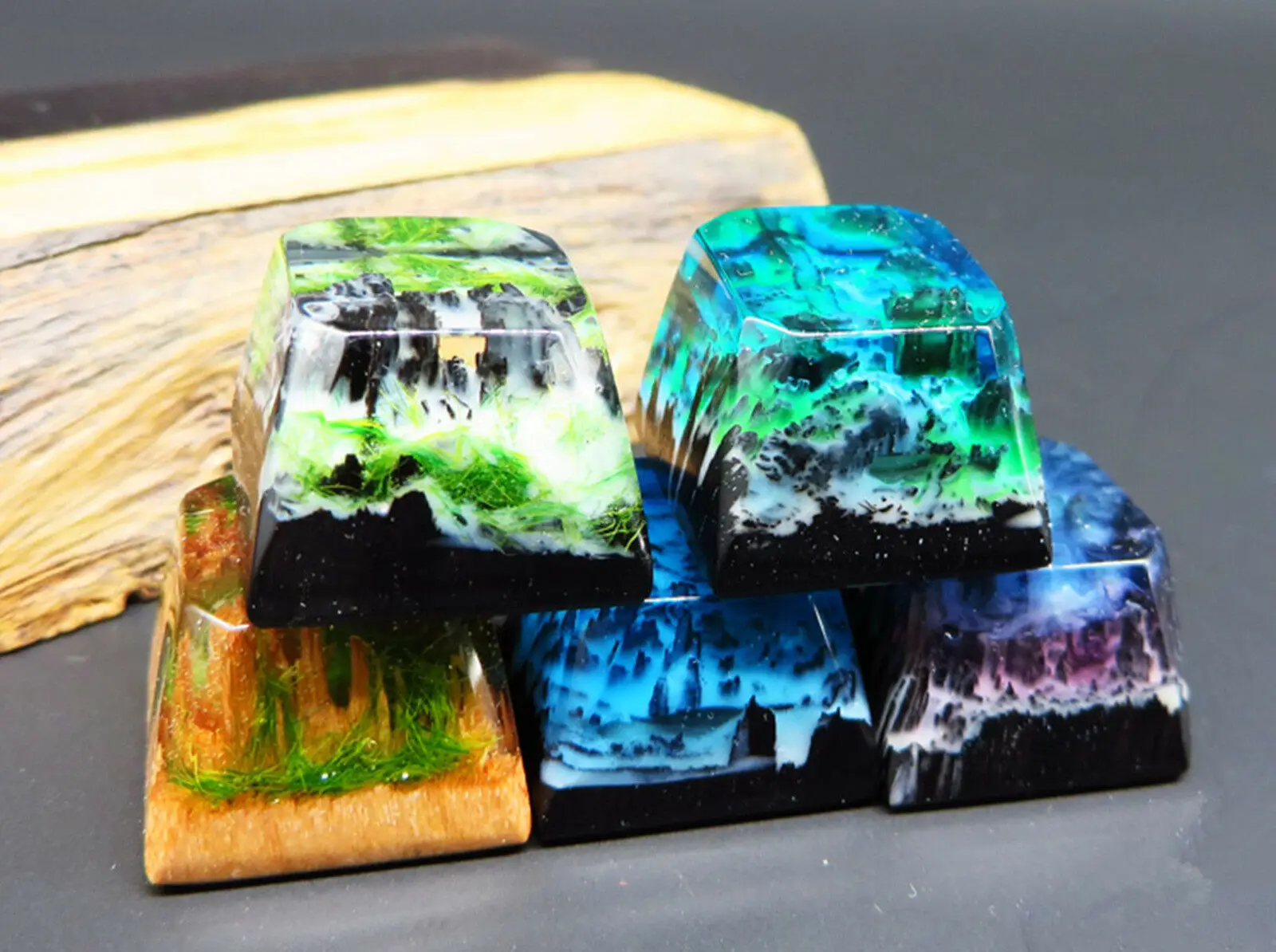 

Handmade Micro Landscape Keycap Resin + Wood Artisan Keycap Key Caps For Cherry MX Mechanical Keyboards