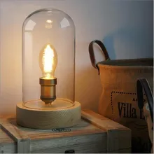 Винтажные настольные лампы, дерево Персонализированная настольная лампа со стеклянным абажуром для домашнего декора для спальни гостиной