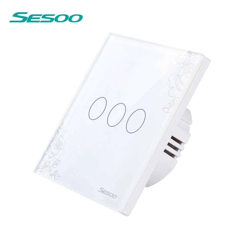 

SESOO Wireless Light Touch Switch 220V Waterproof Remote Control Lamp Switch 3 Gang 1 Way Smart Wall Touch Switch SY3-03